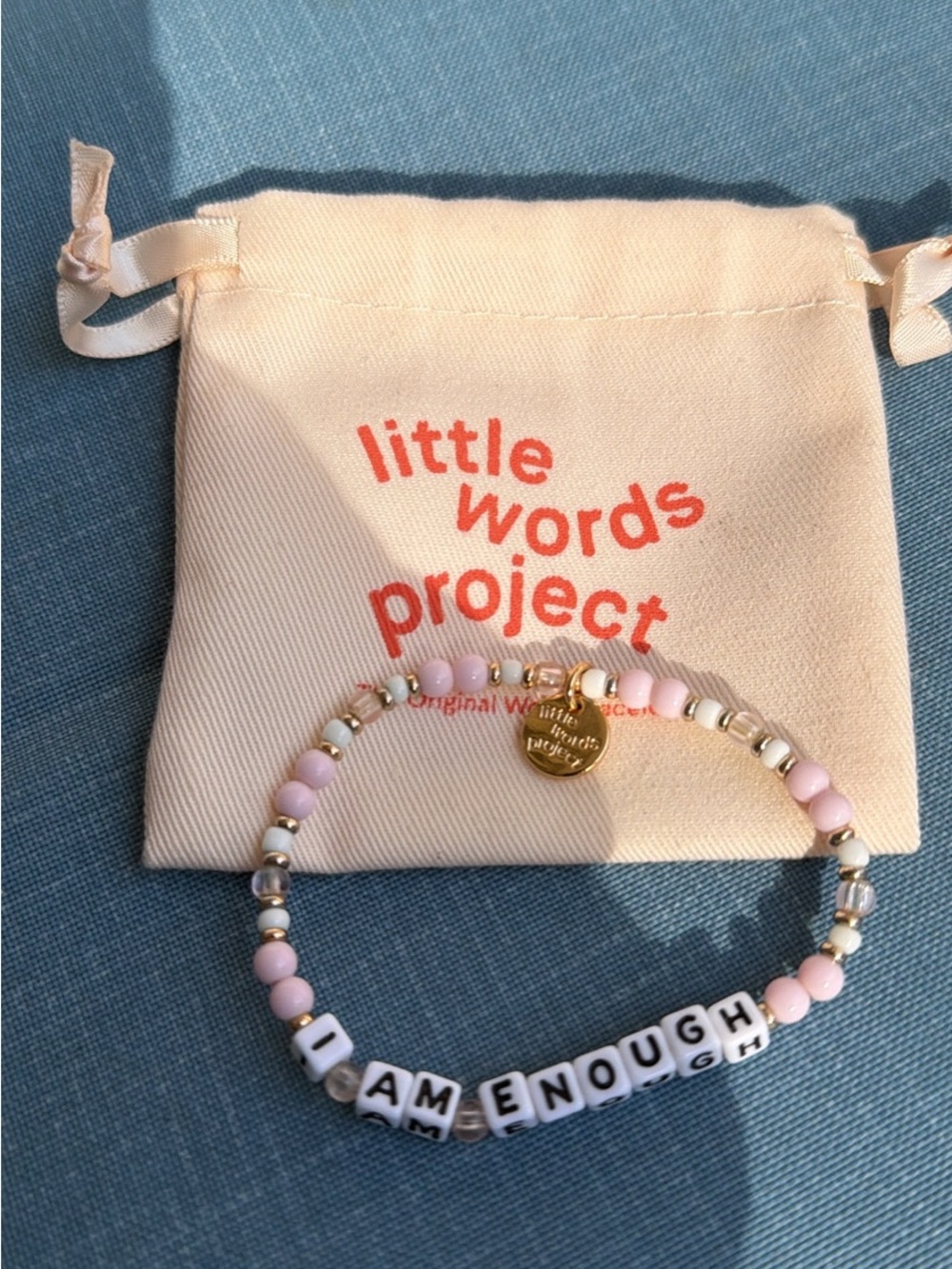 'I AM ENOUGH' Little Words Project Pink Beaded Bracelet